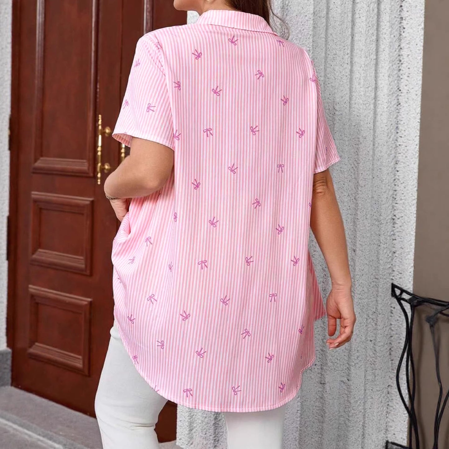 European And American Plus-Size Women's Striped Shirt