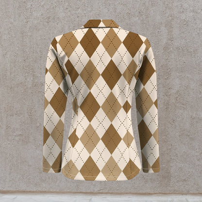 Knitted Blazer With Notched Collar And Chic Print For A Sophisticated Look