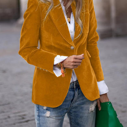 Velvet Lapel Casual Suit Business Fashion Slim Single-breasted Jacket Outwear Clothing For Women