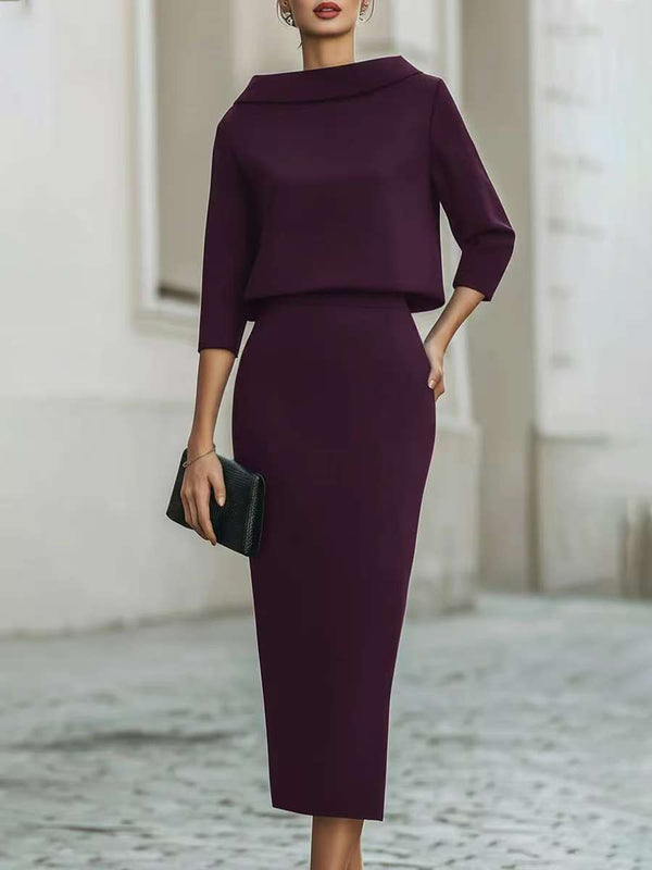 Fashion Urban Commute Bodycon Skirt And Top Two-Piece Set