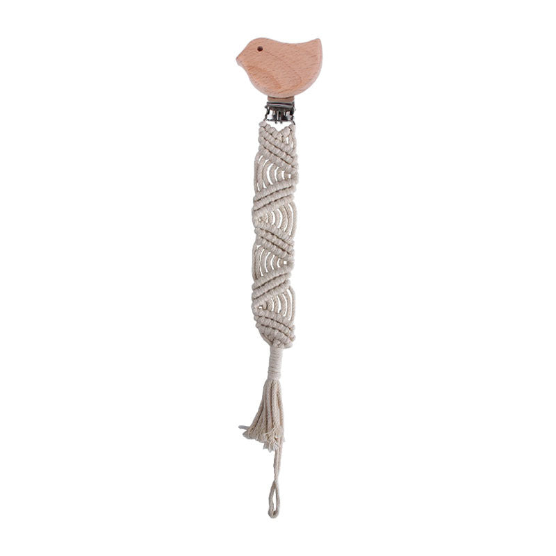 Beech Animal Anti-dropping Toy Teether Children's Hand-woven Pacifier Rope