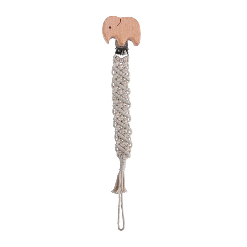 Beech Animal Anti-dropping Toy Teether Children's Hand-woven Pacifier Rope